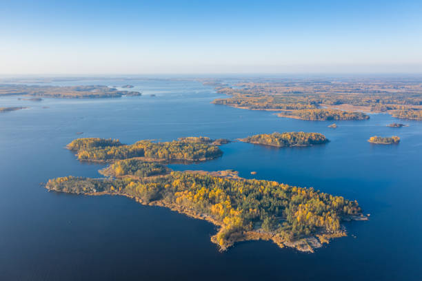 istock Beautiful autumn landscape with islands aerial view. 1492683573
