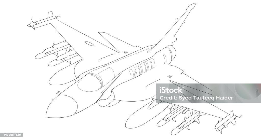 Vector Without Colour Modern Jet Fighter Detailed Vector Without Colors Stock Illustration ...