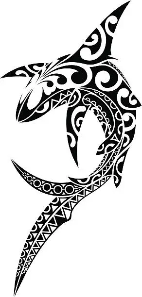 Vector illustration of Shark tattoo