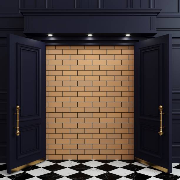 istock The concept of an open door and a walled brick wall 1492689075