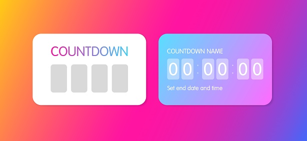 Countdown. Flat, colorful, countdown layout. Vector illustration.