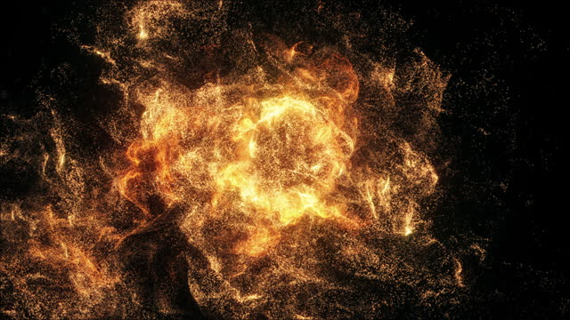 Particle Fire Burst on black background