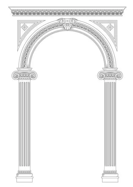 Vector illustration of Classical arch with Greek Ionic columns