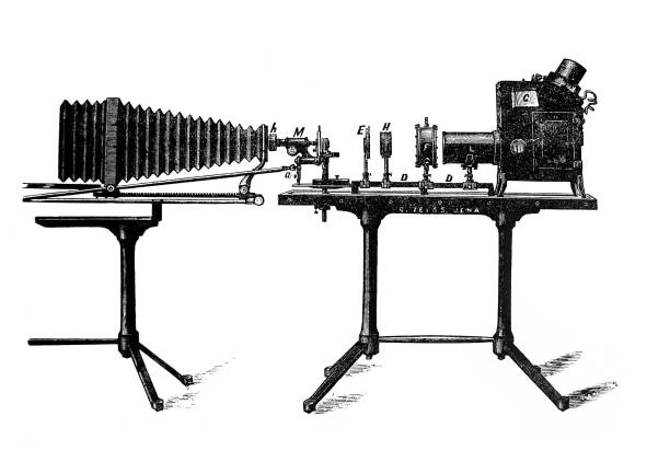 古い本の大型顕微鏡装置顕微鏡技術、c.フリードレンダー、1899年、サンクトペテルブルク - micrographic点のイラスト素材／クリップアート素材／マンガ素材／アイコン素材