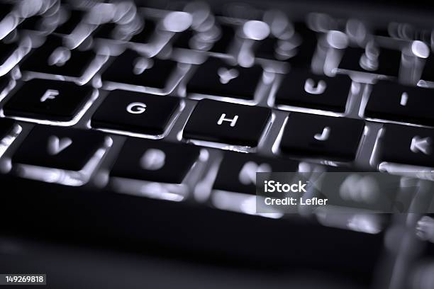 Illuminated Keyboard Stock Photo - Download Image Now - Abstract, Back Lit, Blue