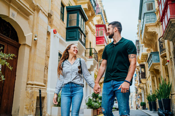 istock Young couple enjoying a walk in Valletta, Malta 1492699167