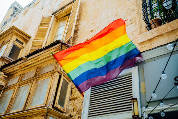 istock Rainbow flag on a building in Valletta, Malta 1492700270