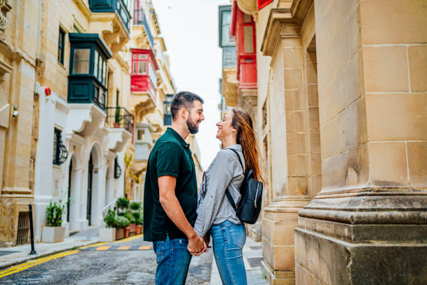 istock Young couple in love in Valletta, Malta 1492700555