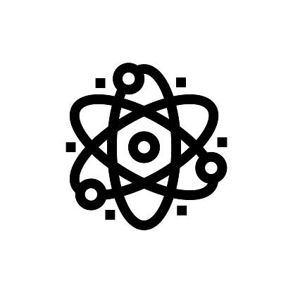 Atom Molecule Line icon, Design, Pixel perfect, Editable stroke. Logo, Sign, Symbol. Science, Chemical, Chemistry, Laboratory, Molecule.