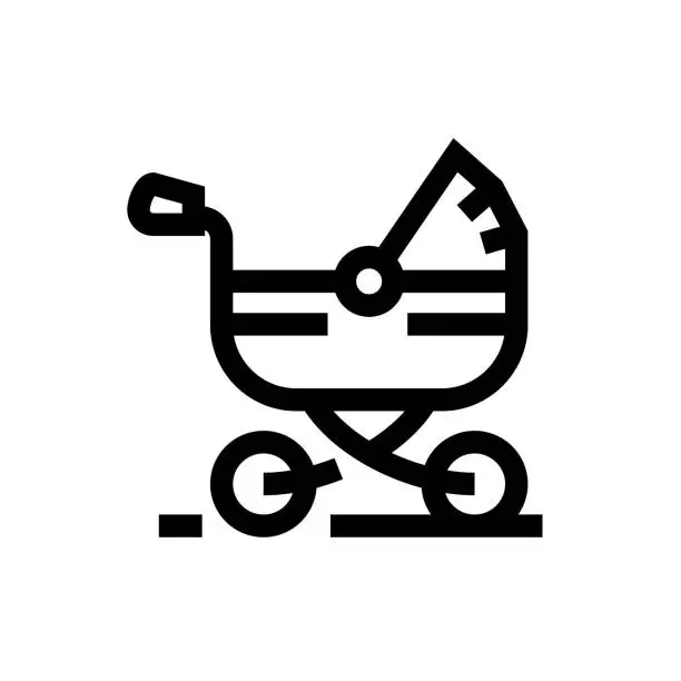 Vector illustration of Baby Carriage Line icon, Design, Pixel perfect, Editable stroke. Logo, Sign, Symbol.