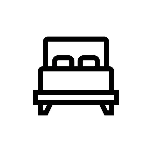 Vector illustration of Double Bed Line icon, Design, Pixel perfect, Editable stroke. Logo, Sign, Symbol. Furniture