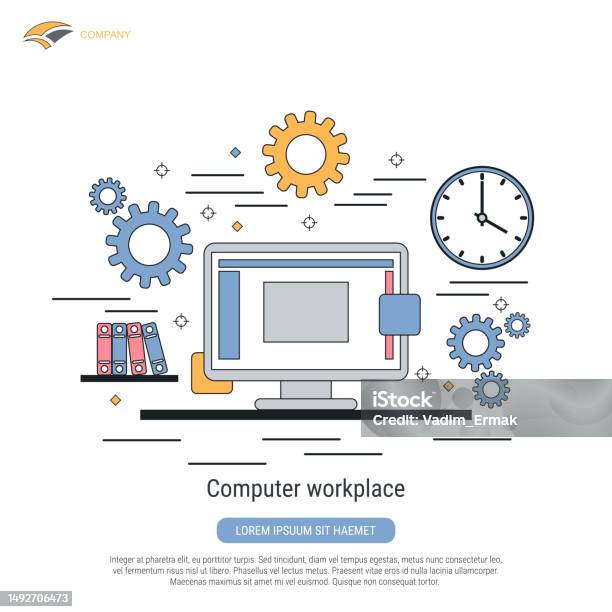 Computer Workplace Vector Concept Stock Illustration - Download Image ...