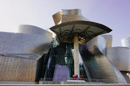 Bilbao, Spain - March 3, 2015:  Guggenheim Bilbao museum, over the Nervion river