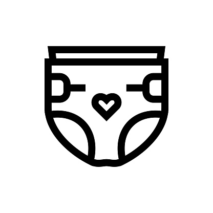 Baby Diaper Line icon, Design, Pixel perfect, Editable stroke. Logo, Sign, Symbol.