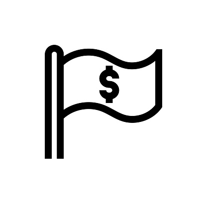 Achievement Line icon, Design, Pixel perfect, Editable stroke. Logo, Sign, Symbol. Success Mission, Flag, Money.