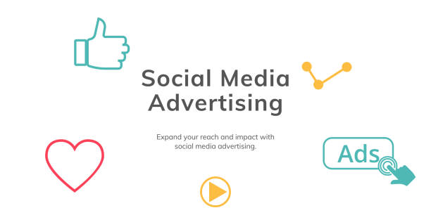 istock Social Media Advertising Banner on Light Background. Stylish SMM Banner with Black Text and Colored Icons for Business and Marketing 1492713195