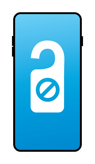 Vector illustration of a white do not disturb symbol on a smart phone.