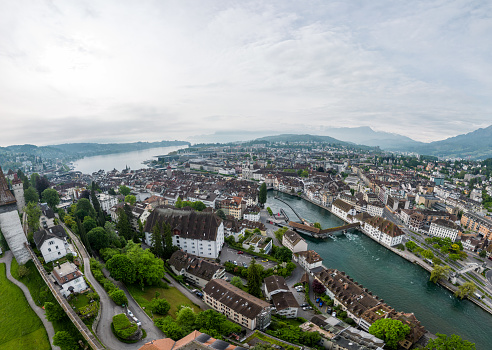 Aerial View Of Bern And Aare River At Sunrise