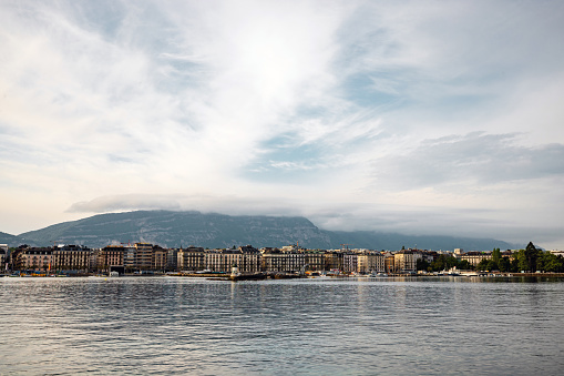 View Of Historic Buildings Of Geneva and Geneva Lake
