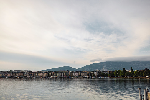 View Of Historic Buildings Of Geneva and Geneva Lake