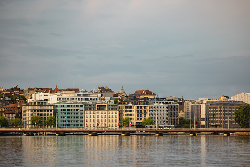 Geneva City And Rhone River