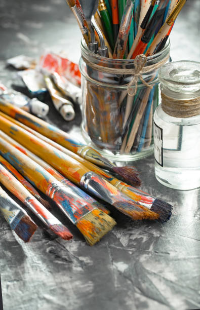 istock Brushes and paints for artistic drawing. 1492728972