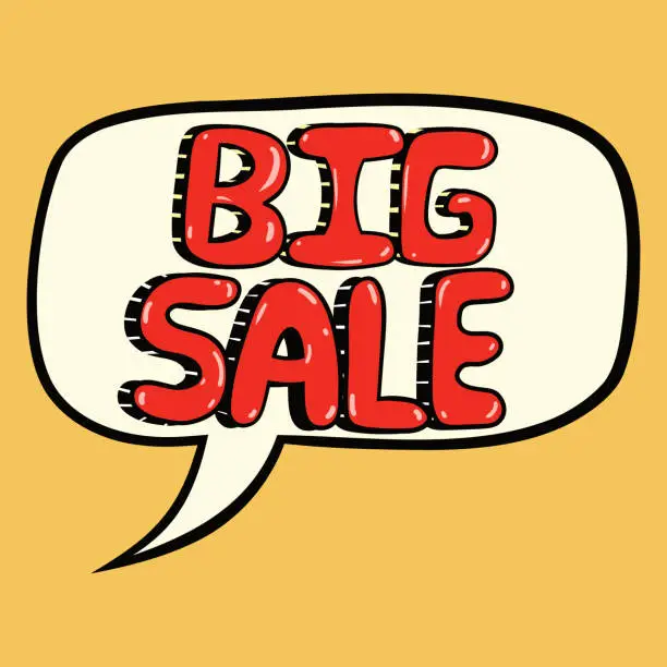 Vector illustration of Big Sale Word on Speech Bubble, Retro Style