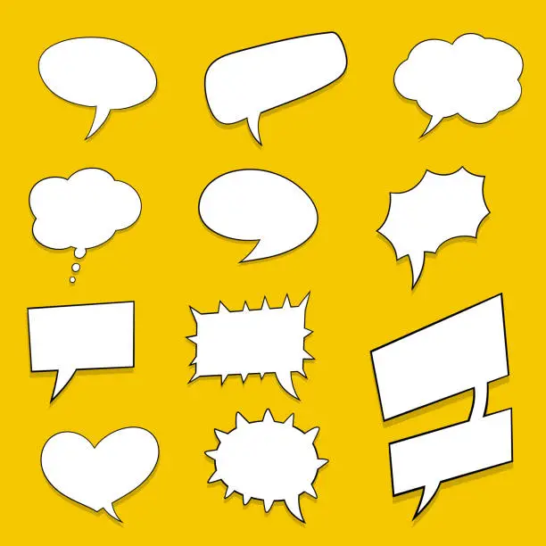 Vector illustration of Set of Speech Bubbles, Retro Style