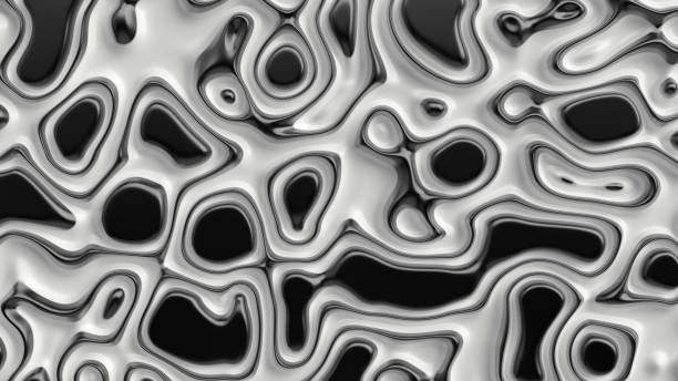 istock Smooth fractal noise striped elements on the surface. Bright, black and white background. 1492737301