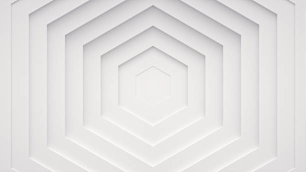 istock Wave from concentric polygons, rings on the surface. Bright, milky radio wave abstract background 1492737368