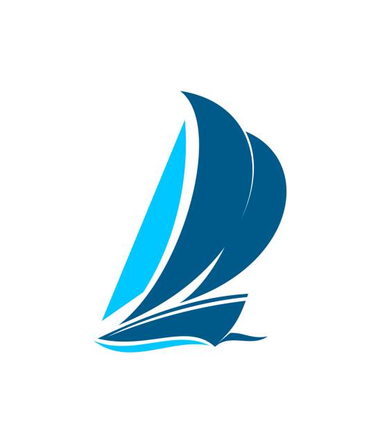 illustrations, cliparts, dessins animés et icônes de icône du yacht sur voiles, bateau voilier, régate marine - sailboat sail sailing symbol