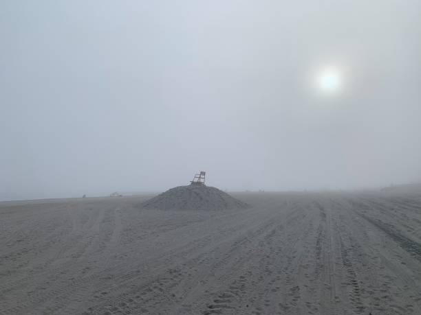 Hazy day at the beach stock photo