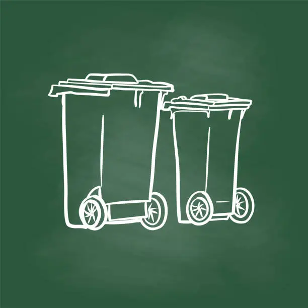 Vector illustration of City Garbage Cans Recycling Day Chalkboard