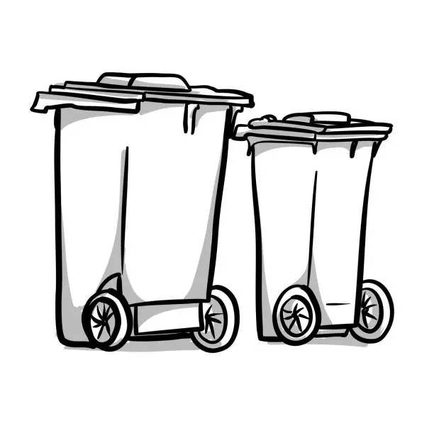 Vector illustration of City Garbage Cans Recycling Day Sketch