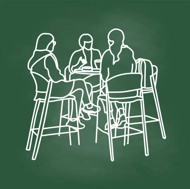 Vector illustration of University Coffee Shop Talks Chalkboard