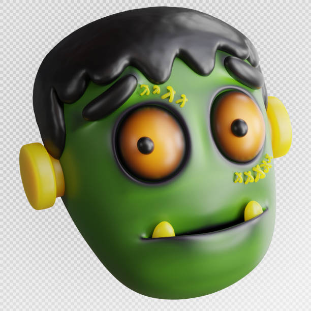 3d render of frankenstein head with halloween concept.