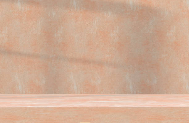 istock Empty light beige concrete countertop with sun reflections on large windows. 1492748179
