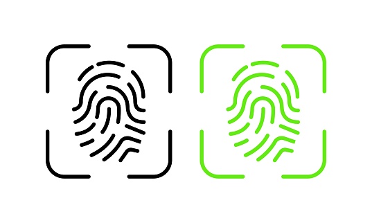 Fingerprint. Flat, color, fingerprint scanner. Vector icons.