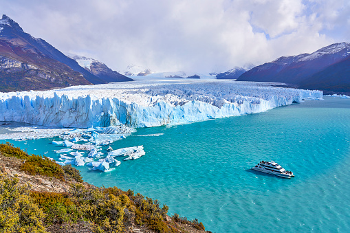 The blue colors of the Perito Moreno Glacier, Argentinian Patagonia