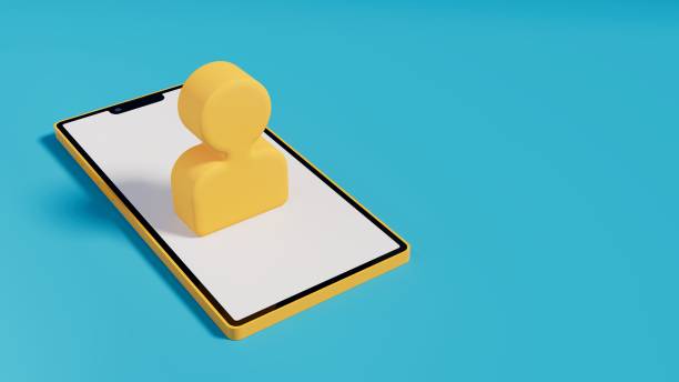 istock Smartphone in horizontal pose with user on top of it, blue stage, 3d rendering 1492758422