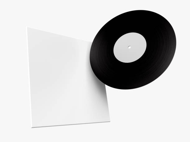 istock Vinyl Disk Record with Cover mockup template. Design template of retro long play Old technology, realistic retro design for advertising, music studio branding. 3D rendering 1492765468