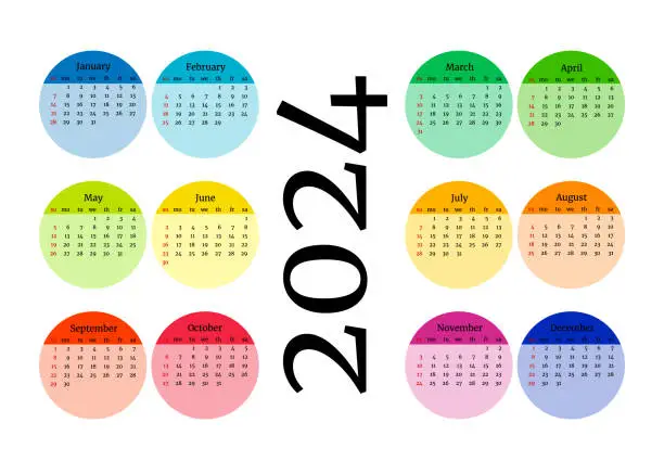 Vector illustration of Calendar for 2024 isolated on a white background