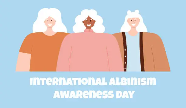 Vector illustration of Portrait of an albino women. Vector illustration of women with albinism. International Albinism Awareness Day.