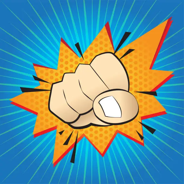 Vector illustration of Fist punch power fight