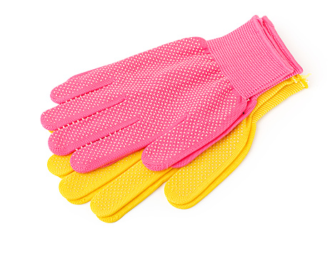 Gardening gloves isolated on white background with clipping path