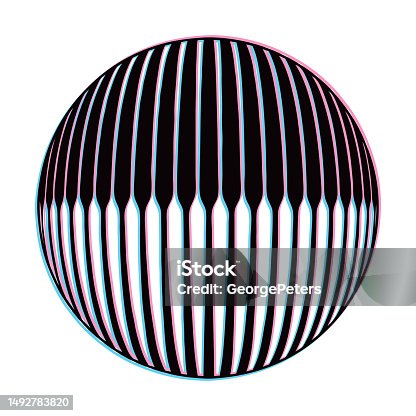 istock 3D Ball with stripes and Glitch Technique 1492783820