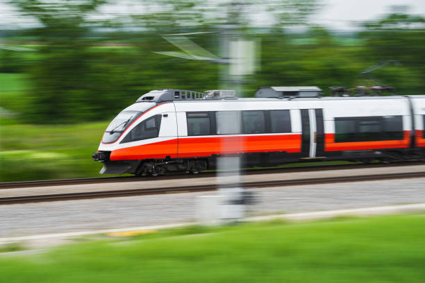 istock Close View of Motion Blurred Commuter Train 1492785243