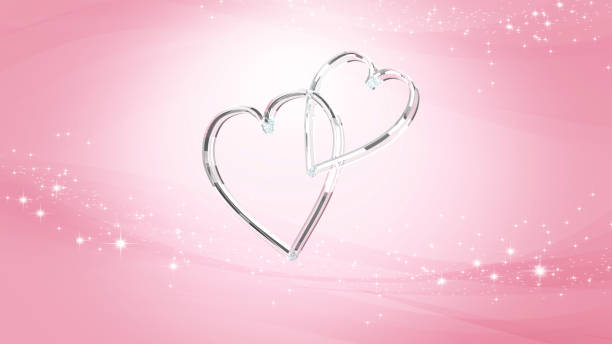 хрустальное сердце 3d фон пастельно-розовый - wedding reception valentines day gift heart shape stock illustrations