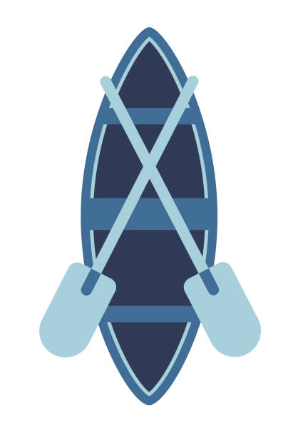 Boat with oars that lie in it, top view Boat with oars that lie in it, top view. Flat vector illustration. extreem weer stock illustrations