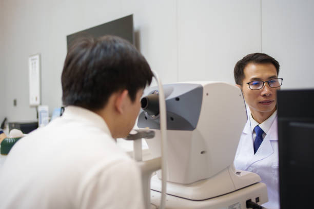 istock Care for eyesight, eye examination 1492791659